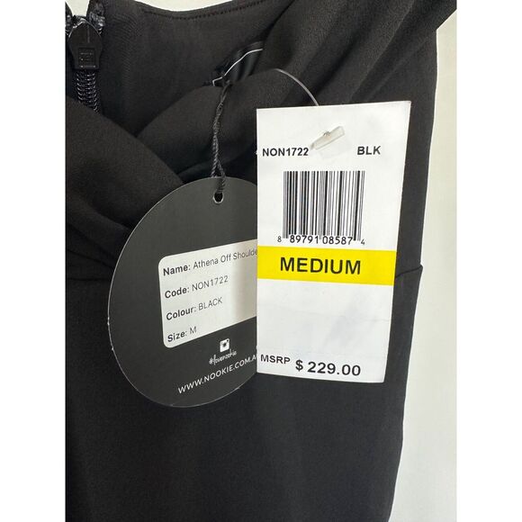 Nookie Athena Bodycon Evening Glam Halter Midi Dress Black NWT Medium - Picture 3 of 9